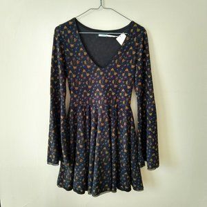 NWT Urban Outfitters Bell Sleeve Dress Blue